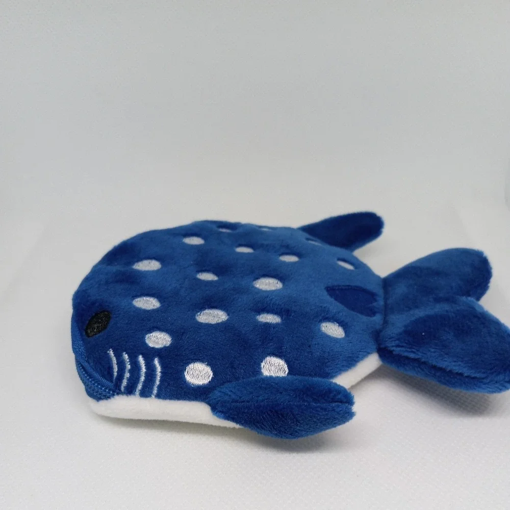 Dark Blue Whale Shark Coin Wallet Plush Coin Bag  Key Earphone Pouch